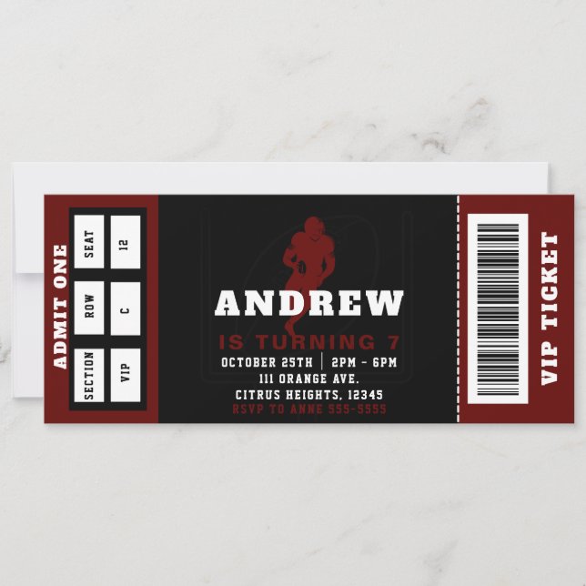 Billets de football Anniversaire Fête Invitation (Devant)