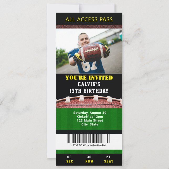 Billets de football Invitation d'anniversaire (Devant)