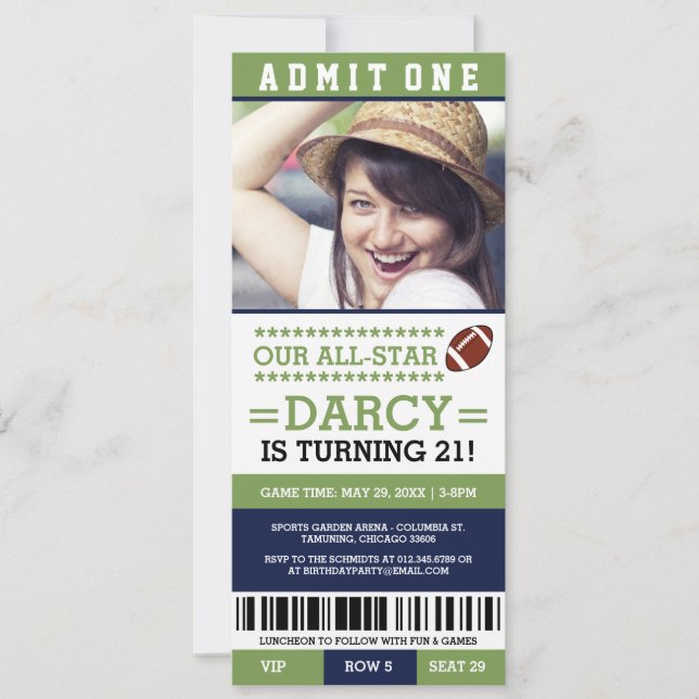 Billets de football Invitations d'anniversaire (Devant)
