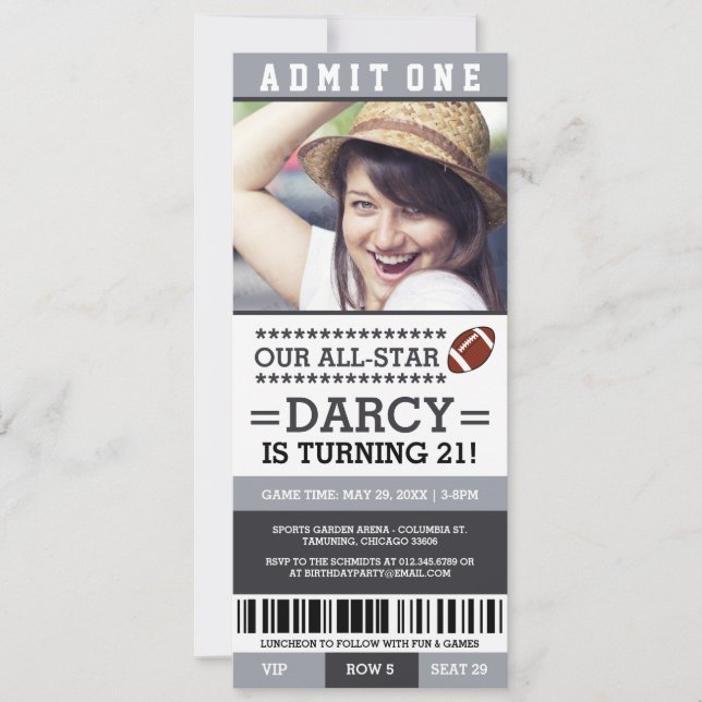 Billets de football Invitations d'anniversaire (Devant)