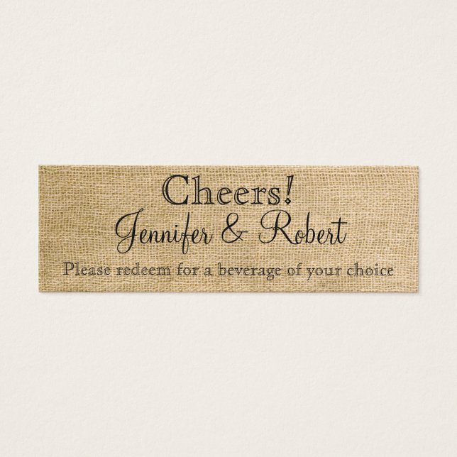 Billets de Mariage Burlap et Birch Posh (Devant)