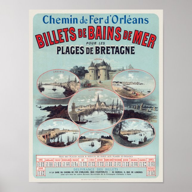 Billets de Mer France Vintage Poster 1888 (Vorne)
