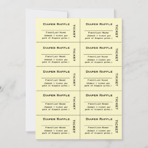 Billets de tombola pour couches Jaune Invitation