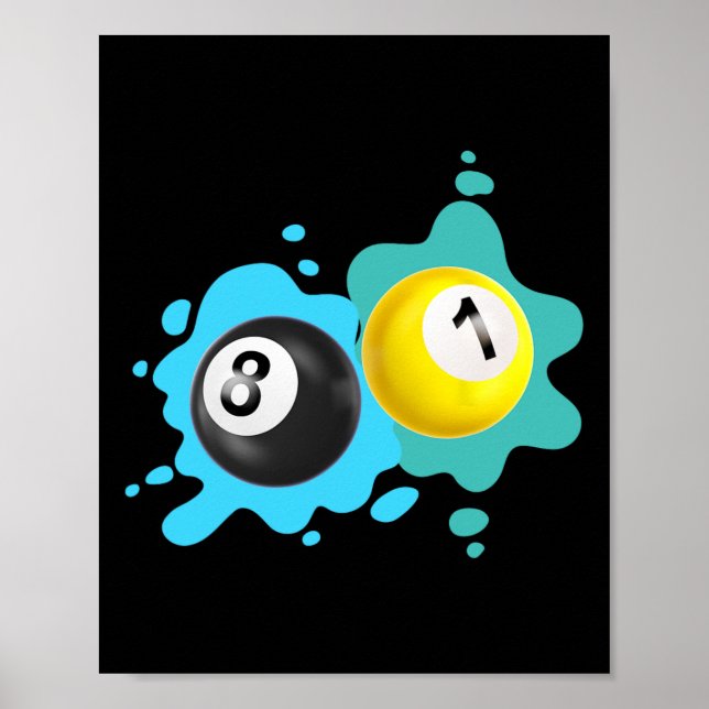 Billiard 8-Ball 9-Ball Pool Billard Player Poster (Vorne)