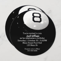 Billiard Aight Ball Birthday Invite
