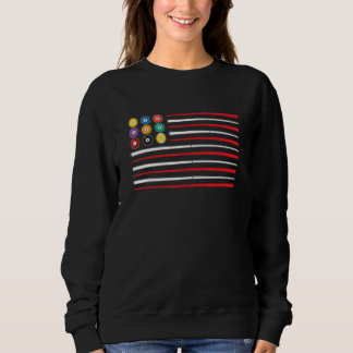 Billiard American Flag Cue Pool Balls Billiard Pl Sweatshirt