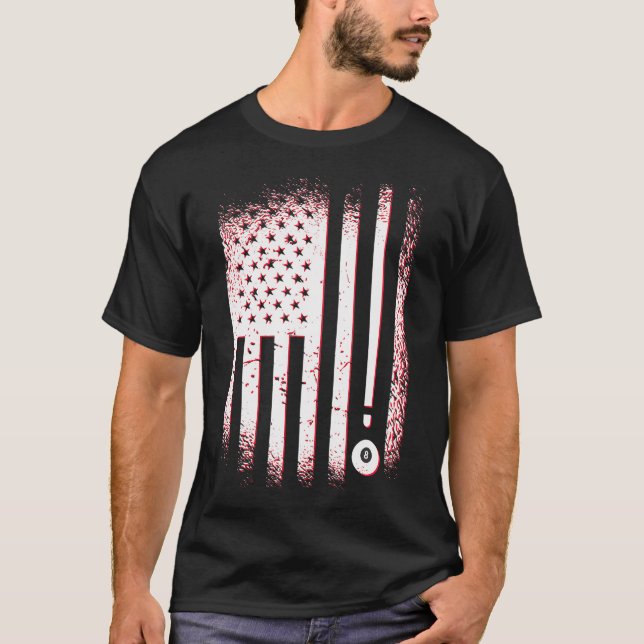 Billiard American Flag USA Billardspieler und T-Shirt (Vorderseite)