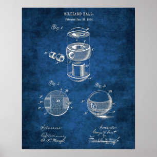 Billiard Ball Patent #2 Pool Game Room Decke Poster