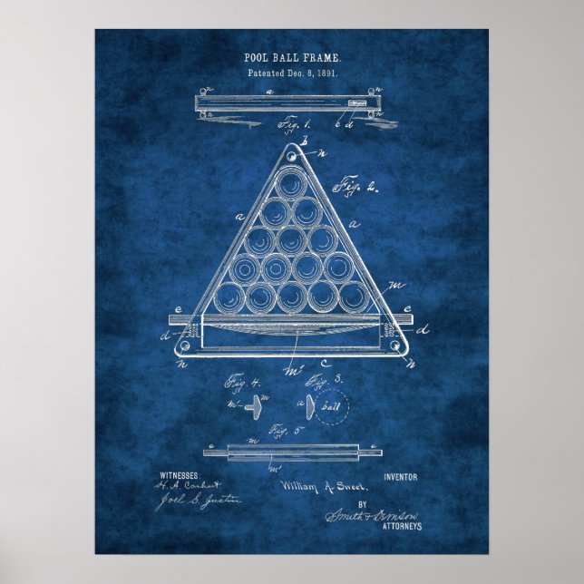 Billiard Ball Patent Art #3 Rec Room Wall Art Poster (Vorne)