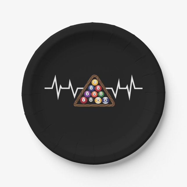 Billiard Ball Rack Heartbeat Pappteller (Vorderseite)