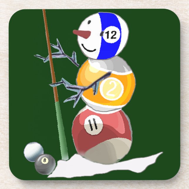 Billiard Ball Snowman Getränkeuntersetzer (Vorderseite)