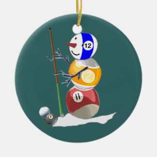 Billiard Ball Snowman Keramikornament