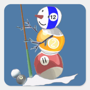 Billiard Ball Snowman Quadratischer Aufkleber