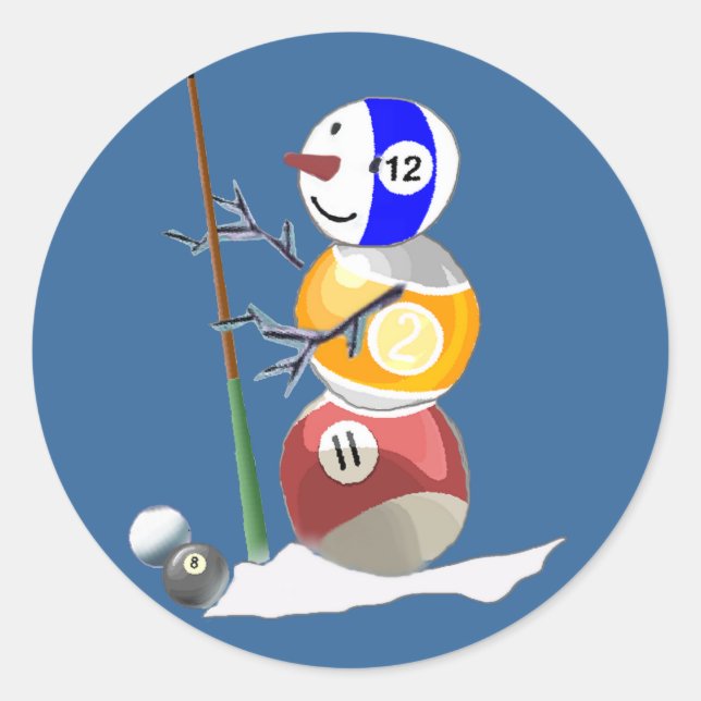 Billiard Ball Snowman Runder Aufkleber (Vorderseite)