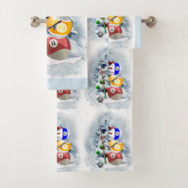 Billiard Ball Snowman Weihnachten Badhandtuch Set