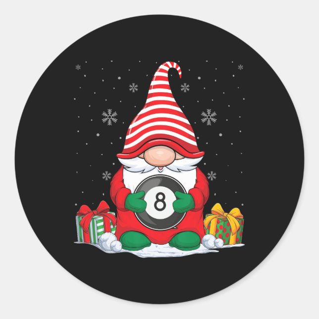 Billiard Ball Weihnachtsgnomes Niedlich Billiard B Runder Aufkleber (Vorderseite)