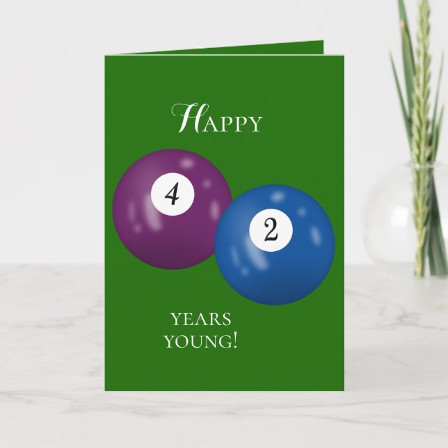 Billiard Balls 42. Geburtstag Karte (Vorderseite)