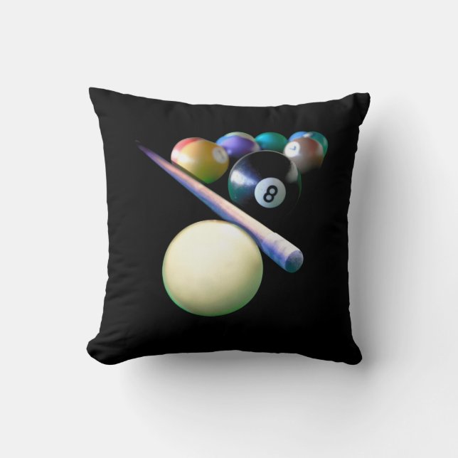 Billiard Balls Cue Snooker Pool Player Kissen (Vorderseite)