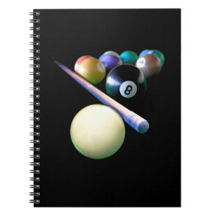 Billiard Balls Cue Snooker Pool Player Notizblock