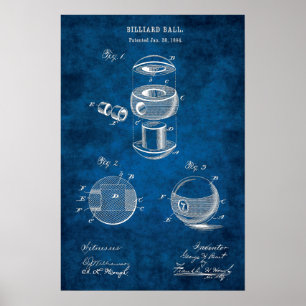 Billiard Balls Patent Art #2 Pool Room Decke Poster