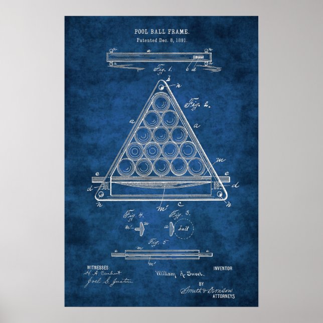 Billiard Balls Patent Art #3 Pool Room Decke Poster (Vorne)
