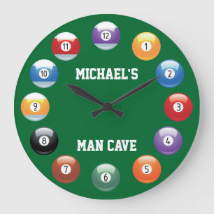 Billiard Balls Personnalisé Horloge Mur