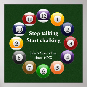 Billiard Balls Shiny farbenfroher Pool Snooker Spo Poster