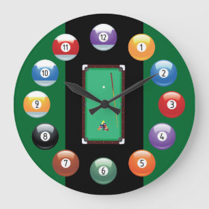 Billiard Balls Wall Clock Große Wanduhr