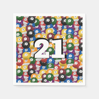 Billiard Balls zum 21. Geburtstag Serviette