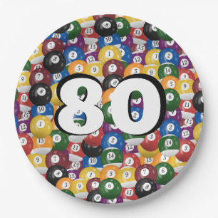 Billiard Balls zum 80. Geburtstag Pappteller
