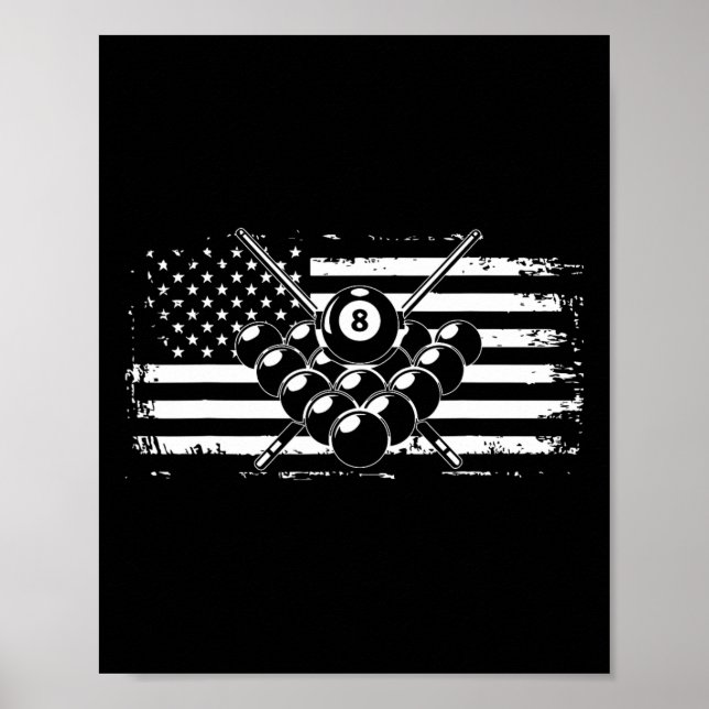Billiard Billiards American Flag Geschenk Poster (Vorne)
