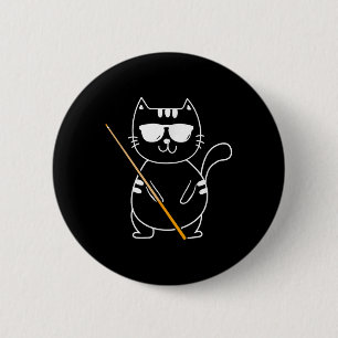 Billiard Cat - Billiard Player Billard 8-Ball Pool Button