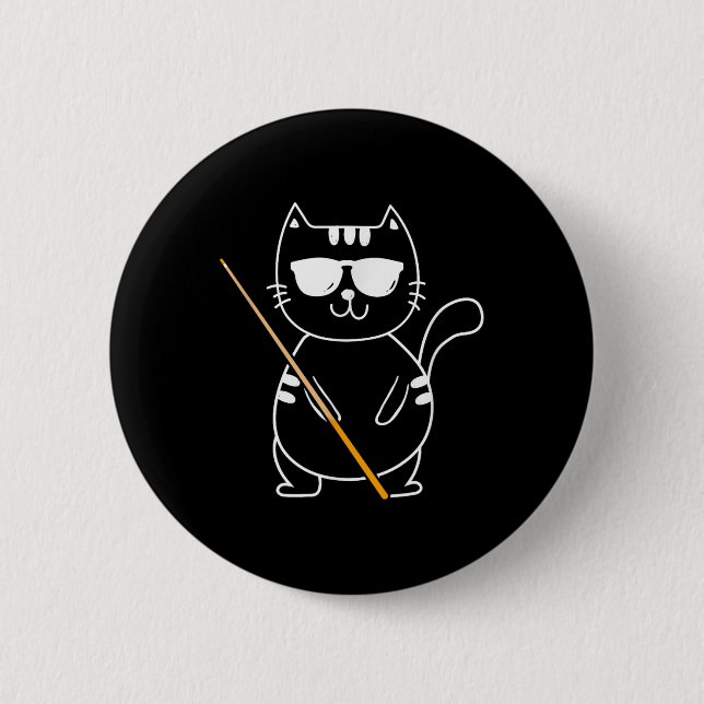 Billiard Cat - Billiard Player Billard 8-Ball Pool Button (Vorderseite)