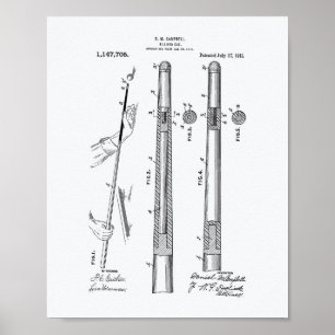 Billiard Cue 1915 Patentart - Weißbuch Poster