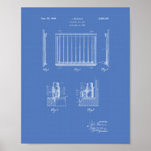 Billiard Cue Lock 1949 Patentart - Blueprint Poster