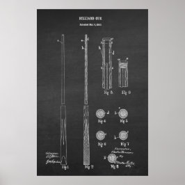 Billiard Cue Patent Art #4 Pool Wall Decke Poster