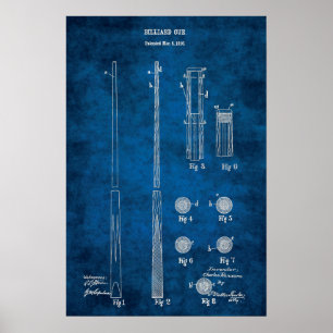 Billiard Cue Patent Art Printing Nr.4 Pool Zimmer Poster