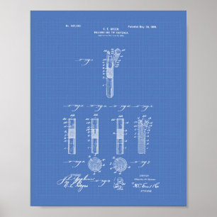 Billiard Cue Tipp 1899 Patentart - Blueprint Poster