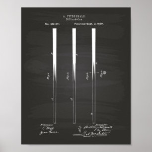 Billiard Cues 1879 Art - Chalkboard Poster