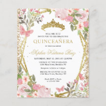 Billiard Floral Blush Gold Tiara Quinceañera Einla