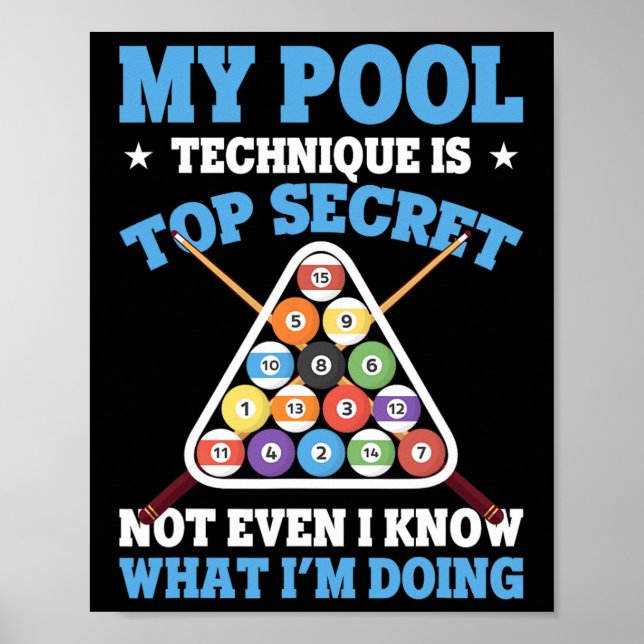 Billiard Funny Pool Player Meine Schwimmbadtechnik Poster (Vorne)