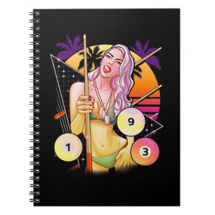 Billiard Girl Vaporwave 80er 90er Snooker Pool Notizblock
