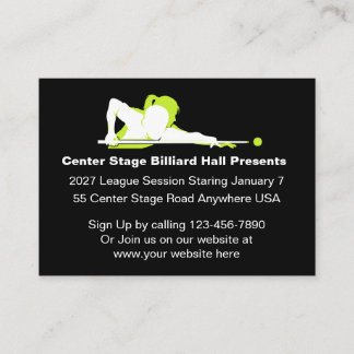 Billiard Hall Promotional Business Cards Visitenkarte