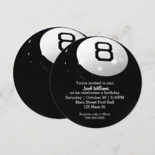 Billiard Huit Balles Invitation d'anniversaire