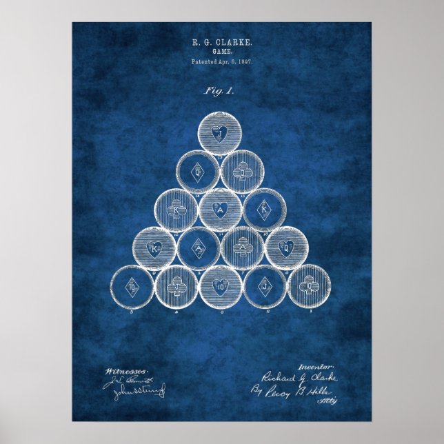 Billiard Patent Art #1 Pool Room Decke Poster (Vorne)