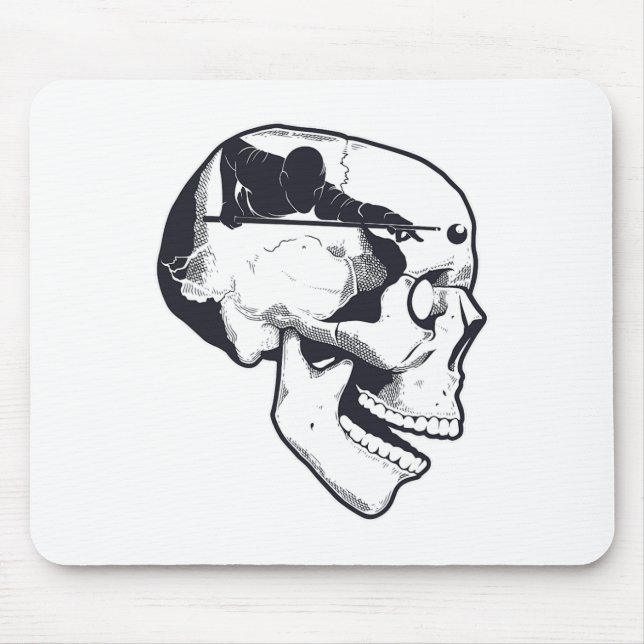 Billiard Player Brain Skull Billiards Table Rack C Mousepad (Vorne)
