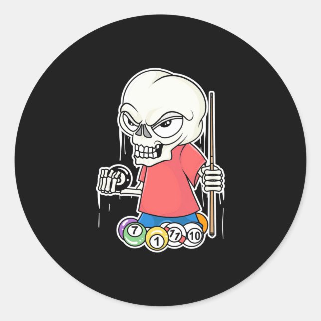 Billiard Player | Skull Billiard Player Runder Aufkleber (Vorderseite)