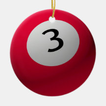 BILLIARD / POOL BALL CHRISTMAS ORNAMENT 3 (DREI)