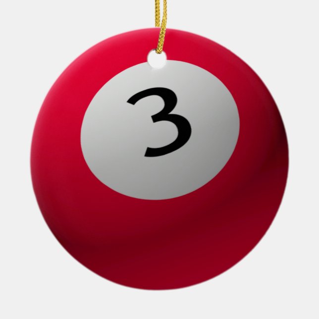 BILLIARD / POOL BALL CHRISTMAS ORNAMENT 3 (DREI) (Vorne)