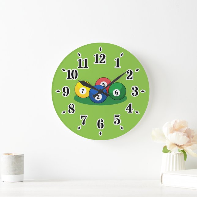 Billiard Pool Snooker Balls Große Wanduhr (Zuhause)